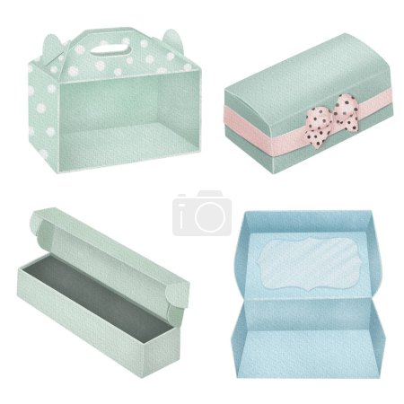 Photo for Set of packing boxes illustration, package clipart, isolated illustration on white background - Royalty Free Image
