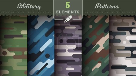 Illustration for Camouflage seamless patterns, military texture, bundle war fabric. Vector eps 10 - Royalty Free Image