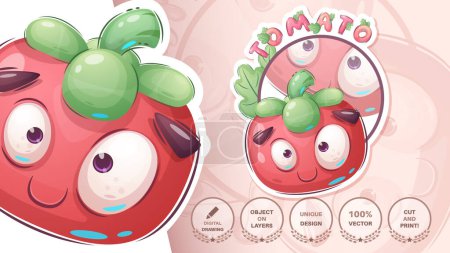 Tomato Cartoon Character. Cute Vegetable. Illustration for Kids. Vector eps 10.