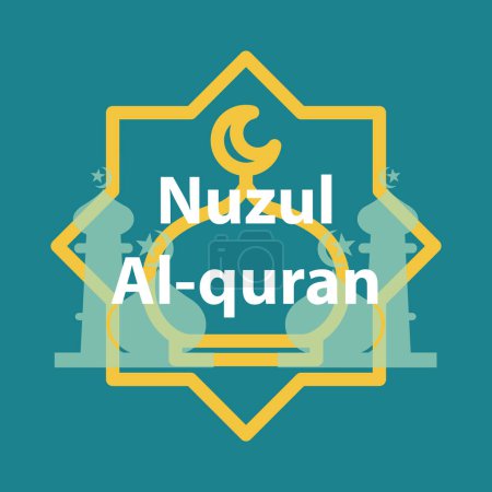 Téléchargez les photos : Illustration de la mosquée avec le texte Nuzul Al-quran. - en image libre de droit