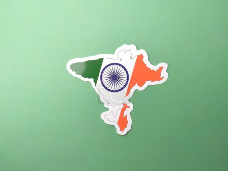 Foto de Pegatinas bandera de la India sobre un fondo verde. - Imagen libre de derechos