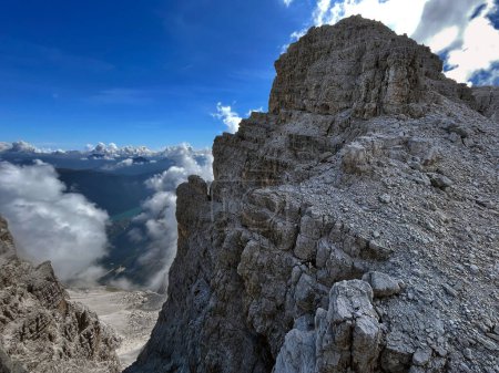 Scenic Summit: Exposed Trail Panorama in Adamello Brenta, Bocchette, Dolomites