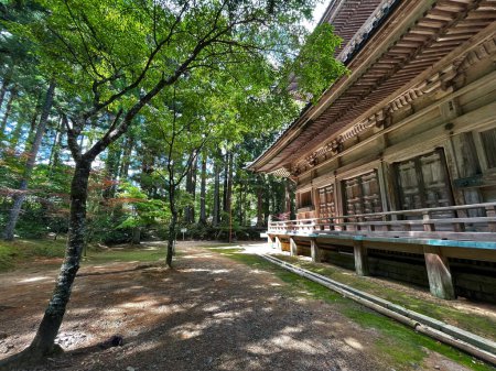 Ancient Craftsmanship: Japanese Wooden Temple in Koyasan, Wakayama, Japan