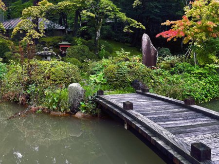 Nikko Garden and Temple Wooden Bridge and river, Tochigi Prefecture, Japan