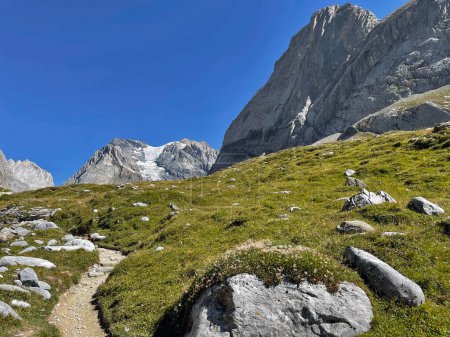 Photo for Hiking in Tranquil Valleys Trail Paths of Vanoise National Park, Hautes Alps, France - Royalty Free Image