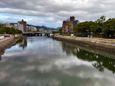 Photo for Riverside Bridge and Hiroshima Atomic Bomb Memorial, Hiroshima, Japan - Royalty Free Image