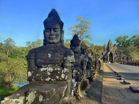 Photo for Entrance to Magnificence Tonle Om Gate with Khmer statues, Angkor Wat, Siem Reap, Cambodia - Royalty Free Image