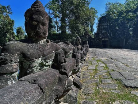 Prasat Preah Khan Entrance: Guardians of Cambodia's Heritage in Angkor Wat, Siem Reap, Cambodia