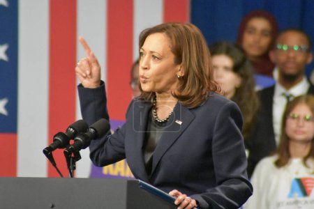 Photo for Biden and Kamala Harris deliver remarks during a rally. November 10, 2022, Washington: USA: President of the United States Joe Biden and Vice President Kamala Harris deliver remarks during a rally following Election Day - Royalty Free Image