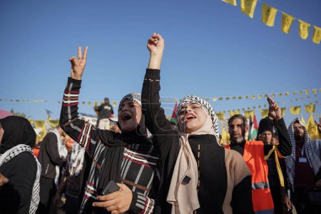 Photo for The Fatah movement organizes a festival in memory of the martyrdom of the late President Yasser Arafat, November 10, 2022, Gaza, Palestine: Thousands of Palestinians participated in a festival held by the Fatah movement - Royalty Free Image