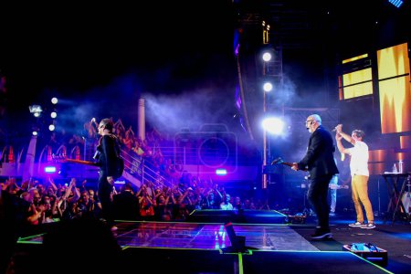 Photo for Brazilian singer Daniel, celebrates 40 years of musical career aboard a ship. December 19, 2022, Santos, Sao Paulo, Brazil: The stage chosen for the Daniel Ship was the incredible MSC Fantasia, which received fans of all ages - Royalty Free Image