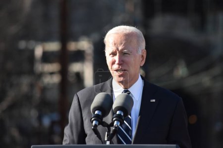 Foto de Bipartisan Infrastructure Law remarks in Baltimore. January 30, 2023, Baltimore, Maryland, USA: President of the United States Joe Biden discussed how Bipartisan Infrastructure Law funding will replace the 150-year old Baltimore and Potomac Tunnel - Imagen libre de derechos