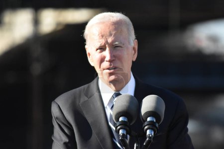 Photo for Bipartisan Infrastructure Law remarks in Baltimore. January 30, 2023, Baltimore, Maryland, USA: President of the United States Joe Biden discussed how Bipartisan Infrastructure Law funding will replace the 150-year old Baltimore and Potomac Tunnel - Royalty Free Image