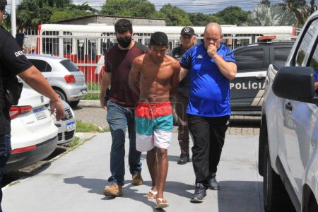 Photo for The arrest and imprisonment of killers of Paloma Barbosa in Manaus. February 01, 2023, Manaus, Amazonas, Brazil: Joao Vitor Aires Viana, 21 years old, was arrested early on Wednesday (01) by the team of Specialized Homicide and Kidnapping Police - Royalty Free Image