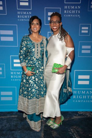 Photo for Human Rights Campaign 2023 Greater New York Dinner. February 04, 2023, New York, New York, USA: Kelley Robinson (R) and Becky George attend Human Rights Campaign 2023 Greater New York Dinner at Marriott Marquis Times Square on February 04, 2023 - Royalty Free Image