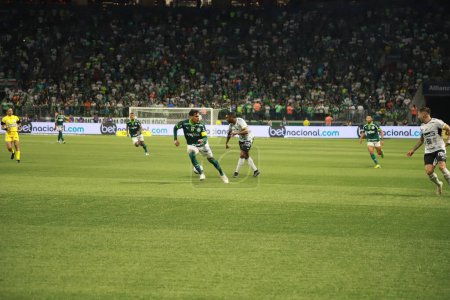 Photo for Campeonato Paulista game Palmeiras against Inter de Limeira. February 09, 2023. Brazil, Sao Paulo: Match between Palmeiras and Inter de Limeira valid for the 7th round of the 2023 Paulista Championship, held at Allianz Parque, in Sao Paulo - Royalty Free Image
