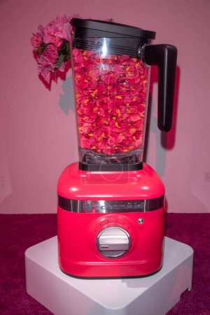 Téléchargez les photos : KitchenAid & Marta Del Rio launch the 2023 Hibiscus Color of the Year Collection - New York Fashion Week. February 09, 2023, New York, New York, USA: A view of KitchenAid product models as KitchenAid &amp - en image libre de droit
