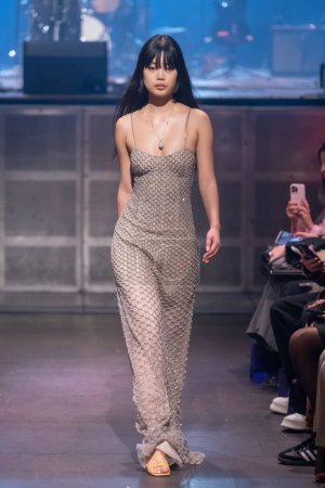 Photo for Cucculelli Shaheen - Runway - February 2023 New York Fashion Week. February 13, 2023, New York, New York, USA: A model walks the runway at the Cucculelli Shaheen fashion show at Webster Hall during New York Fashion Week 2023 - Royalty Free Image