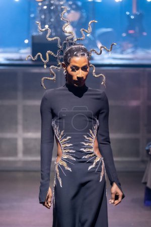 Photo for Cucculelli Shaheen - Runway - February 2023 New York Fashion Week. February 13, 2023, New York, New York, USA: A model walks the runway at the Cucculelli Shaheen fashion show at Webster Hall during New York Fashion Week 2023 - Royalty Free Image