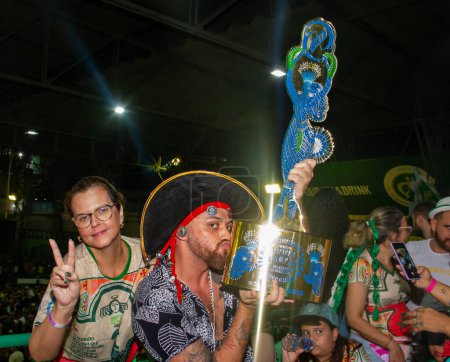 Photo for Imperatriz Leopoldinense champion of Rio de Janeiro Samba Schools Carnival Parade 2023. February 22, 2023, Rio de Janeiro, Brazil: Imperatriz Leopoldinense, from a school in Ramos, in the suburbs of Rio de Janeiro - Royalty Free Image