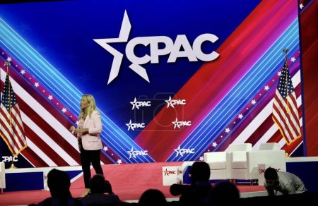 Photo for Congresswoman Marjorie Taylor Greene during CPAC  Covention in Maryland. March 03, 2023, Maryland, USA: The CPAC convention  Protecting America Now is taking place at (INT) CPAC at Gaylord National Resort - Royalty Free Image