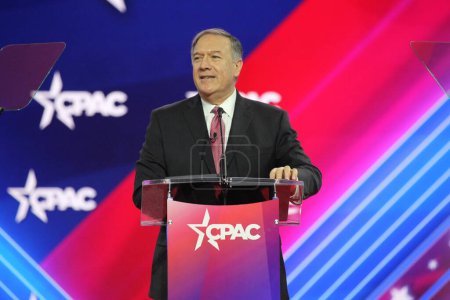 Téléchargez les photos : Mike Pompeo, 70th United States Secretary of State during CPAC Covention in Maryland. March 03, 2023, Maryland, USA: The CPAC convention  Protecting America Now is taking place at (INT) CPAC at Gaylord National Resort - en image libre de droit