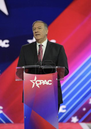 Photo for Mike Pompeo, 70th United States Secretary of State during CPAC Covention in Maryland. March 03, 2023, Maryland, USA: The CPAC convention  Protecting America Now is taking place at (INT) CPAC at Gaylord National Resort - Royalty Free Image
