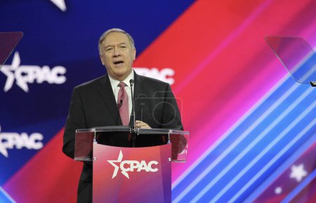 Photo for Mike Pompeo, 70th United States Secretary of State during CPAC Covention in Maryland. March 03, 2023, Maryland, USA: The CPAC convention  Protecting America Now is taking place at (INT) CPAC at Gaylord National Resort - Royalty Free Image
