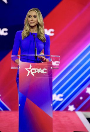 Photo for Lara Trump during CPAC Covention in Maryland. March 03, 2023, Maryland, USA: Lara Trump during CPAC convention  Protecting America Now is taking place at (INT) CPAC at Gaylord National Resort & Convention Center - Royalty Free Image