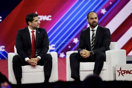 Photo for Eduardo Bolsonaro at CPAC Covention Protecting America Now in Maryland. March 04, 2023, Maryland, USA: Eduardo Bolsonaro at the CPAC convention  Protecting America Now which is taking place at Gaylord National Resort - Royalty Free Image