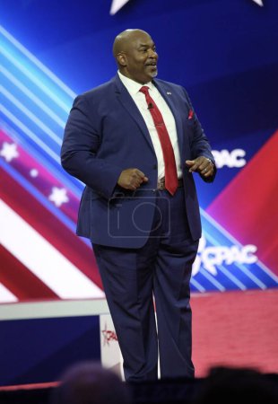 Photo for North Carolina Lt. Gov. Mark Robinson at CPAC Covention Protecting America Now in Maryland. March 04, 2023, Maryland, USA: North Carolina Lt. Gov. Mark Robinson at the CPAC convention  Protecting America Now - Royalty Free Image