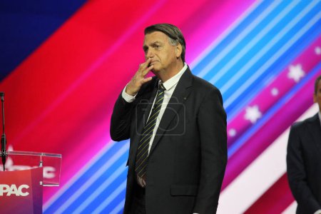 Photo for Ex President of Brazil, Jair Bolsonaro at CPAC Covention Protecting America Now in Maryland. March 04, 2023, Maryland, USA: The 38th President of Brazil, Jair Bolsonaro at the CPAC convention  Protecting America Now - Royalty Free Image