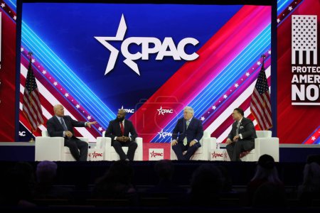 Photo for CPAC  Covention Protecting America Now at Gaylord National Resort & Convention Center, Maryland. March 03, 2023, Maryland, USA: The CPAC convention  Protecting America Now is taking place at Gaylord National Resort - Royalty Free Image
