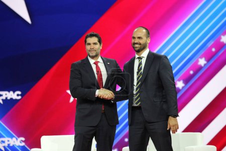 Téléchargez les photos : Eduardo Bolsonaro at CPAC Covention Protecting America Now in Maryland. March 04, 2023, Maryland, USA: Eduardo Bolsonaro at the CPAC convention  Protecting America Now which is taking place at Gaylord National Resort - en image libre de droit