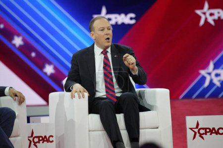 Photo for Lee Zeldin at CPAC Covention Protecting America Now in Maryland. March 04, 2023, Maryland, USA: Lee Zeldin, former US Congresman and 2022 Republican nominee for New York State Governor at the CPAC convention  Protecting Am - Royalty Free Image