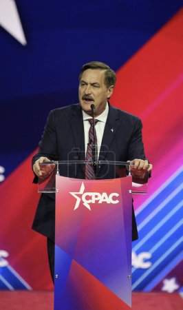 Photo for Mike Lindell at CPAC Covention Protecting America Now in Maryland. March 04, 2023, Maryland, USA: Mike Lindell, CEO of MyPillow at the CPAC convention  Protecting America Now - Royalty Free Image