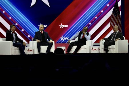 Photo for Stephen Miller at CPAC Covention Protecting America Now in Maryland. March 04, 2023, Maryland, USA: Stephen Miller, America First Legal and former Senior Advisor to Ex President Trump at the CPAC convention - Royalty Free Image