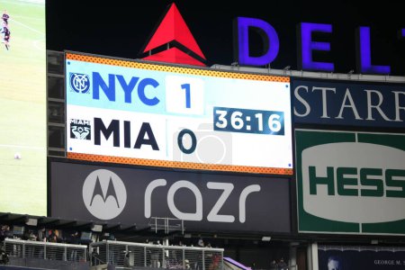 Photo for 2023 MLS Regular Season: NYCFC vs Inter Miami CF. March 11, 2023, New York, USA: A player of Inter Miami scored a goal against giving NYCFC 1-0 lead during the Home opener for the 2023 MLS Regular Season soccer game - Royalty Free Image