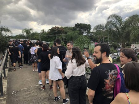 Photo for Fans lining up to see Paramore Band in Sao Paulo. March 11, 2023, Sao Paulo, Brazil: Fans lined up getting ready to see American band, PARAMORE Show in Sao Paulo with more than 18 thousand tickets sold - Royalty Free Image