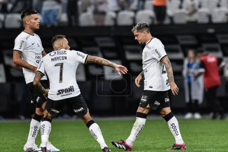 Photo for Paulista Soccer Championship: Corinthians vs Ituano. March 12, 2023, Sao Paulo, Brazil: Soccer match between Corinthians and Ituano, valid for the quarterfinals of the 2023 Paulista Soccer Championship, held at Neo Quimica Arena, in Itaquera - Royalty Free Image