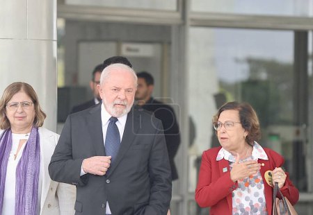 Photo for Lula participates in the launch ceremony of PRONASCI II and delivery of vehicles to Special Women's Police Stations. March 15, 2023,Brasilia, Federal District, Brazil: The President of Brazil Luiz Inacio Lula da Silva - Royalty Free Image