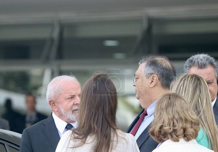 Foto de Lula participa en la ceremonia de lanzamiento de PRONASCI II y entrega de vehículos a Estaciones Especiales de Policía de Mujeres. 15 de marzo de 2023, Brasilia, Distrito Federal, Brasil: El Presidente de Brasil Luiz Inácio Lula da Silva - Imagen libre de derechos