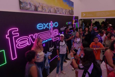 Photo for Expo Favela Sao Paulo. March 17, 2023, Sao Paulo, Brazil: Expo Favela, an event focused on bringing entrepreneurs from favelas closer to companies and investors, begins on Friday at the World Trade Center. - Royalty Free Image
