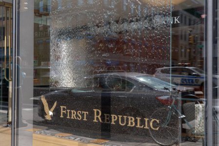 Photo for First Republic Bank. March 18, 2023, New York, New York, USA: View of First Republic Bank branch in Chinatown Manhattan on March 18, 2023 in New York City.   First Republic shares tank on Friday almost 33% despite $30 billion support. - Royalty Free Image