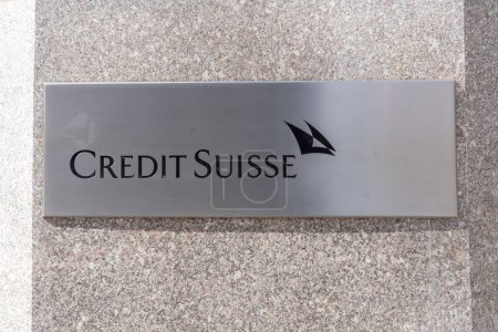 Photo for March 18, 2023, New York, New York, USA: A Credit Suisse signage seen on the building housing the Credit Suisse bank offices on Park Avenue South in Midtown Manhattan on March 18, 2023 in New York City. - Royalty Free Image