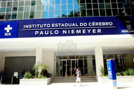 Téléchargez les photos : Le gouverneur de Rio Castro inaugure le bâtiment Paulo Niemeyer State Institute of the Brain (IECPN). 18 mars 2023, Rio de Janeiro, Brésil : Le gouverneur de Rio de Janeiro, Claudio Castro, inaugure le nouveau bâtiment de l'Institut d'État Paulo Niemeyer - en image libre de droit