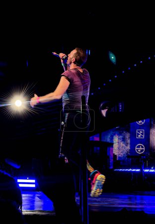 Photo for Coldplay performed live at Morumbi stadium in Sao Paulo. March 17, 2023, Sao Paulo, Brazil: The concert by the band Coldplay, at Morumbi stadium in Sao Paulo, on Friday, March 17, 2023 with the presence of many fans and music lovers. - Royalty Free Image