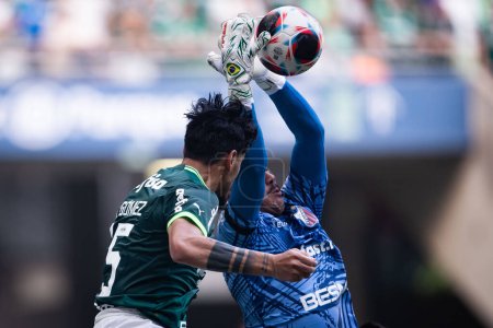 Photo for Paulista Soccer Championship: Palmeiras vs Ituano. March 19, 2023, Sao Paulo, Brazil: Soccer match between Palmeiras and Ituano valid for the semifinal of the 2023 Paulista Championship, held at Allianz Parque in Sao Paulo,on Sunday (19). - Royalty Free Image