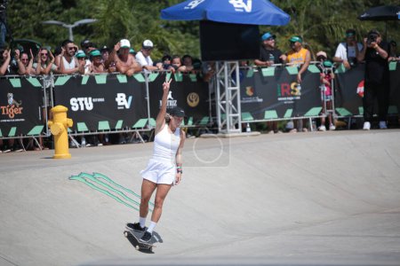 Photo for Skate Total Urbe (STU) . March 19, 2023, Porto Alegre, Rio Grande do Sul, Brazil: National skateboarding championship held in Porto Alegre, on the edge of the Guaiba River. This was the third and final day of the event. - Royalty Free Image