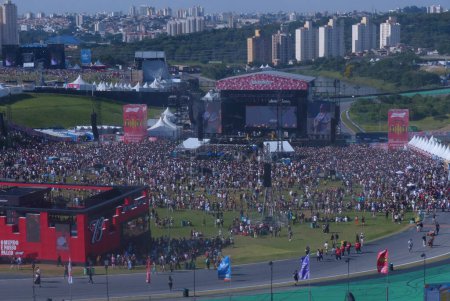 Photo for Lollapalooza 2023 Musical Show in Brazil. March 24, 2023, Sao Paulo, Brazil: Heavy movement of people during the opening of Lollapalooza 2023 at Interlagos autodrome circuit, Sao Paulo, Brazil - Royalty Free Image
